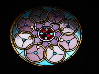 One of many stained glass windows