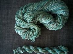 top: fractal, bottom: 22m chain-plied 3-ply